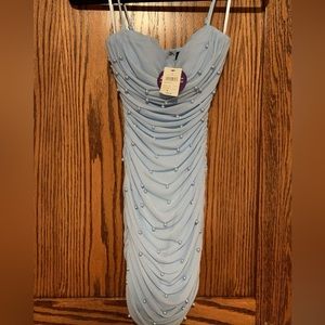 Light blue with pearls, formal dress